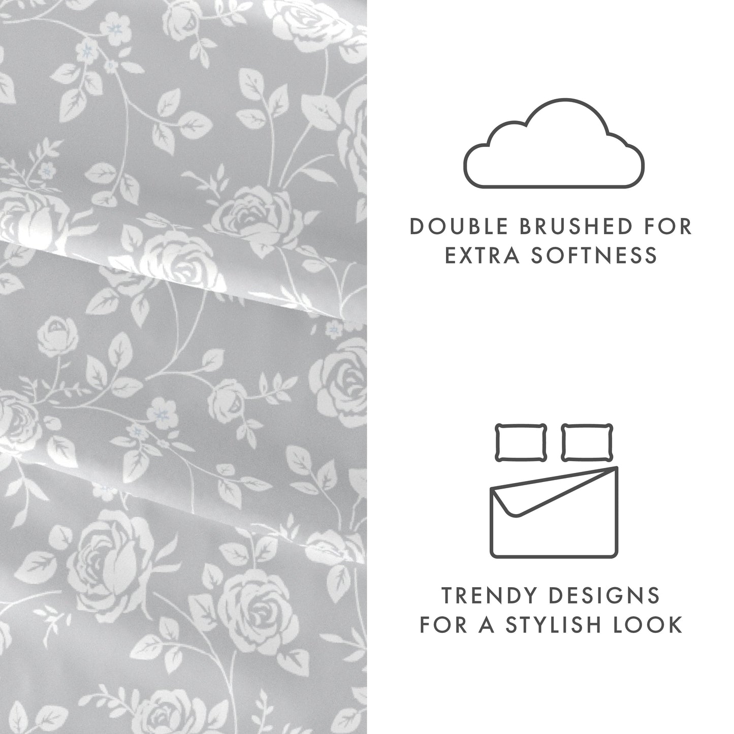 Rose Gray Pattern 4-Piece Sheet Set - Sale - Linens And Hutch