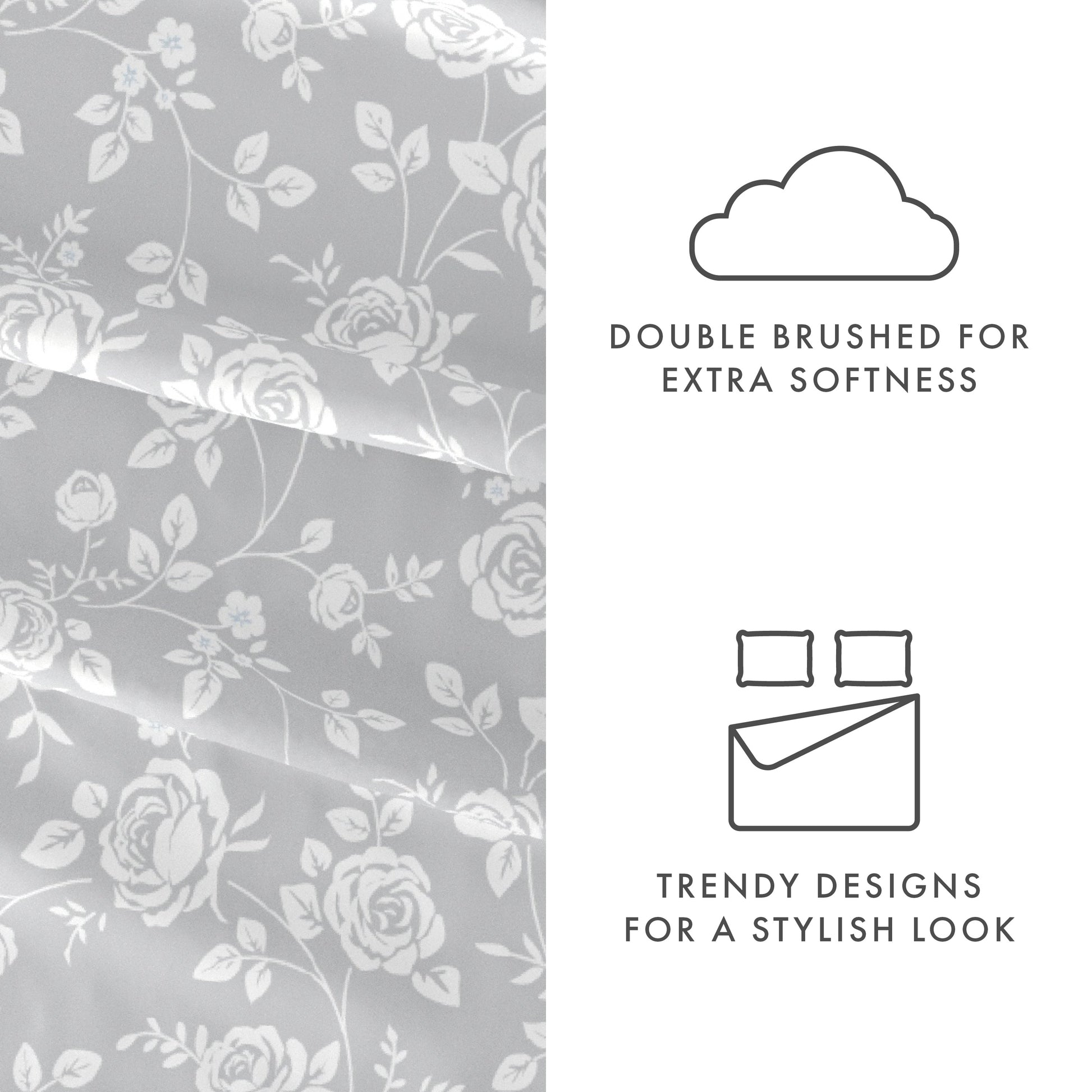 Rose Gray Pattern 4-Piece Sheet Set - Sale - Linens And Hutch