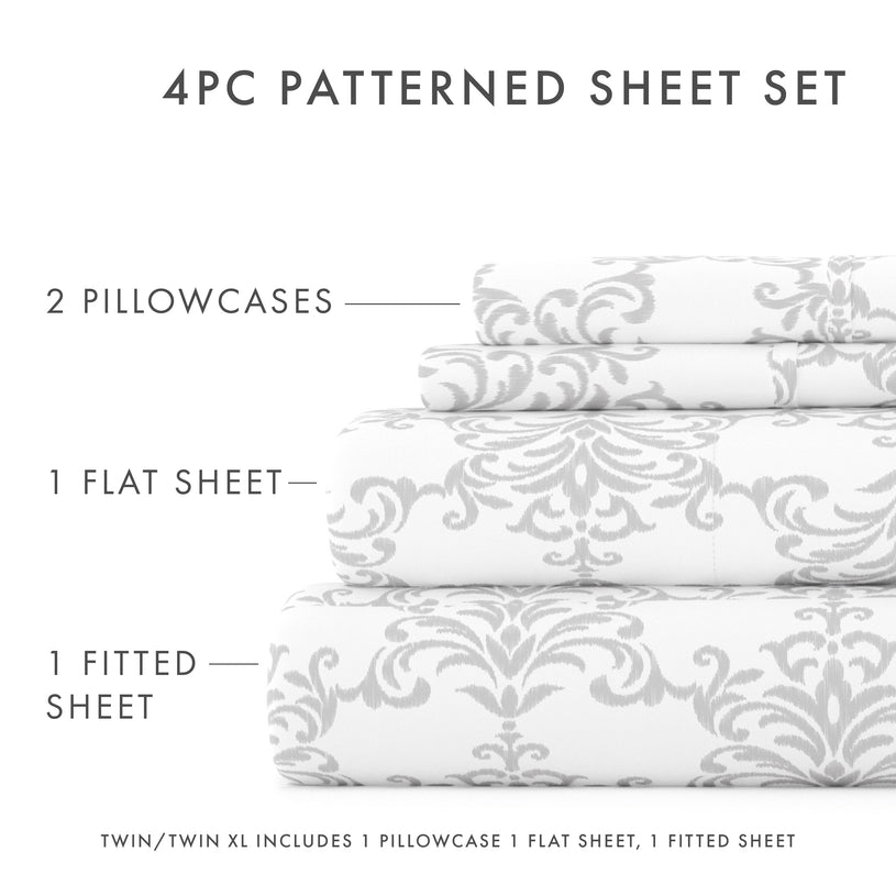 Soft Bouquet Pattern 4-Piece Sheet Set