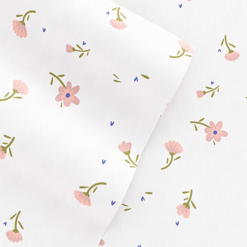 Pink, Floral Pattern 4-Piece Sheet Set