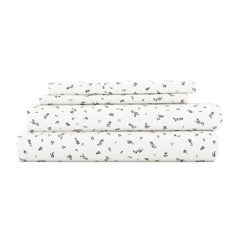 Spotted Leaves Pattern 4-Piece Sheet Set - Sale