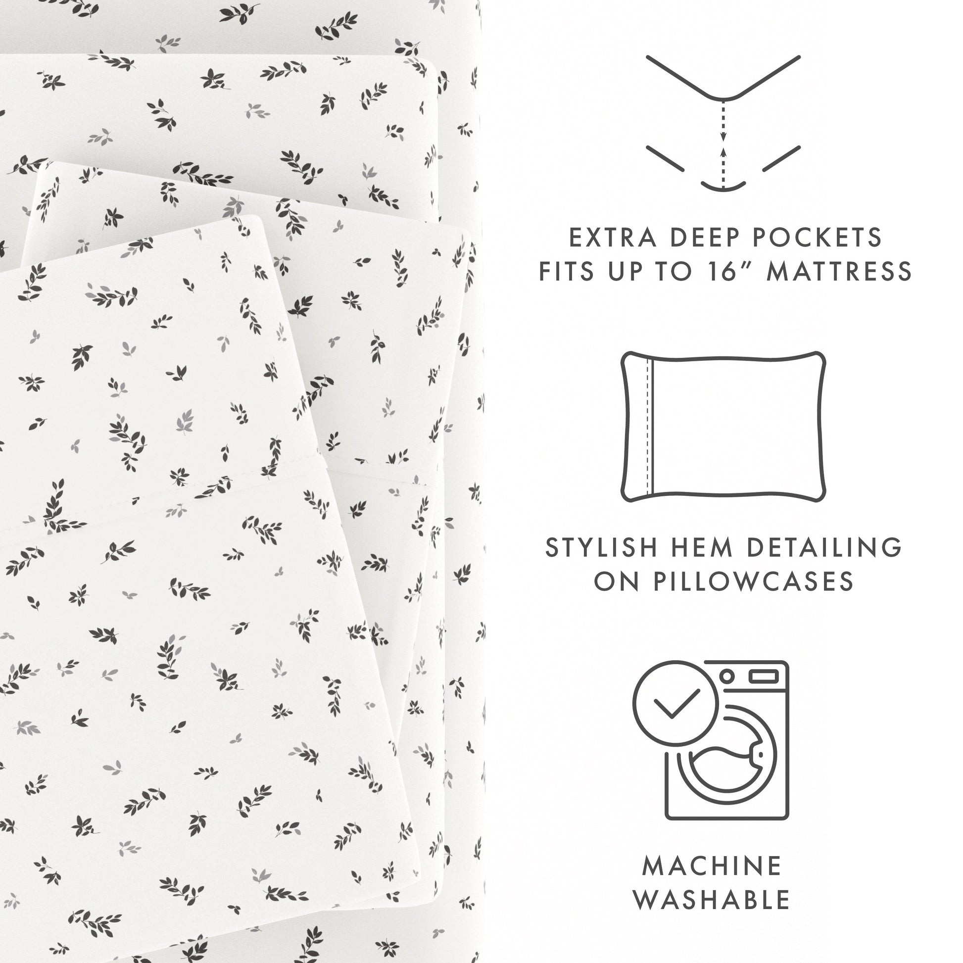 Spotted Leaves Pattern 4-Piece Sheet Set - Sale - Linens And Hutch