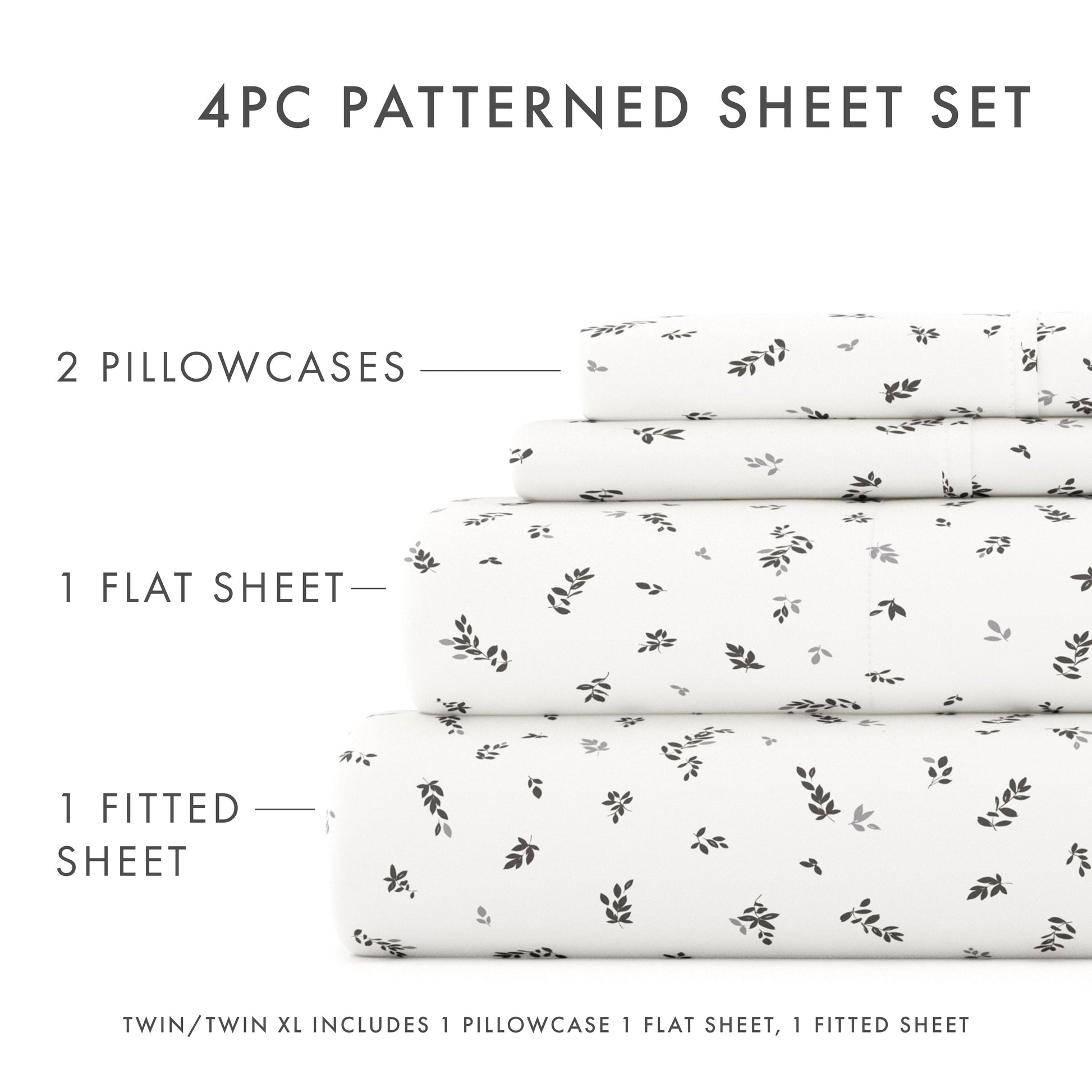 Spotted Leaves Pattern 4-Piece Sheet Set - Sale - Linens And Hutch