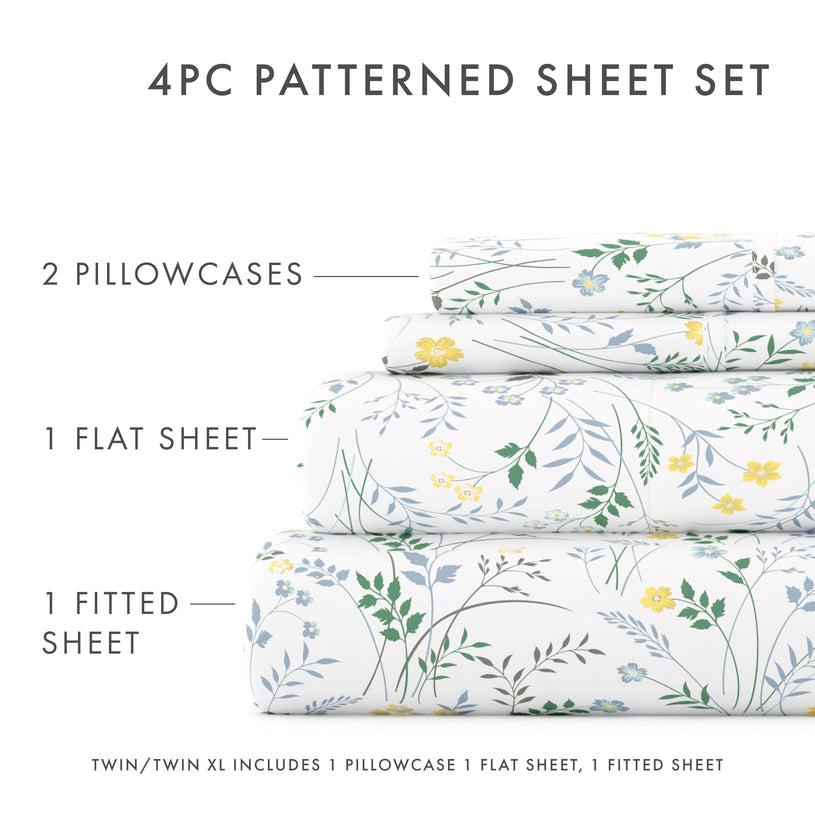 Wildflower Pattern 4-Piece Sheet Set