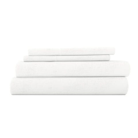 White, 4-Piece Flannel Sheet Set