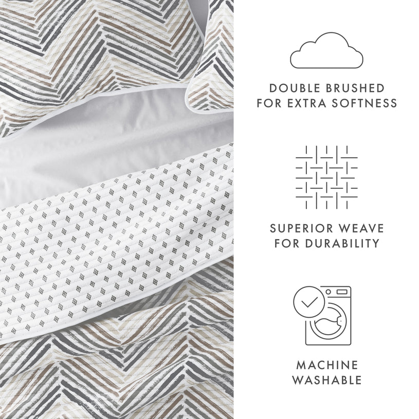 Diamond Chevron Reversible Quilted Coverlet Set