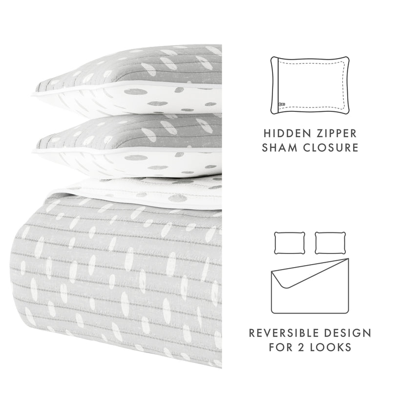 Painted Dots Reversible Quilted Coverlet Set