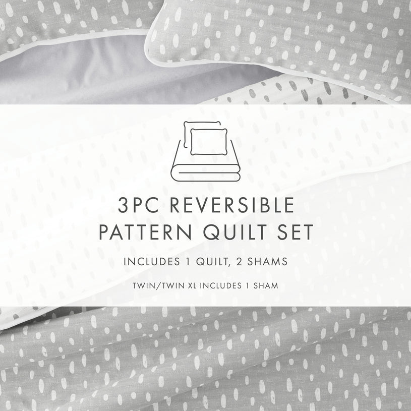 Painted Dots Reversible Quilted Coverlet Set