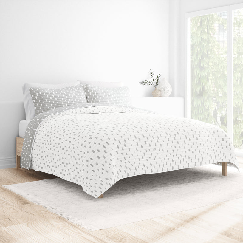 Painted Dots Reversible Quilted Coverlet Set