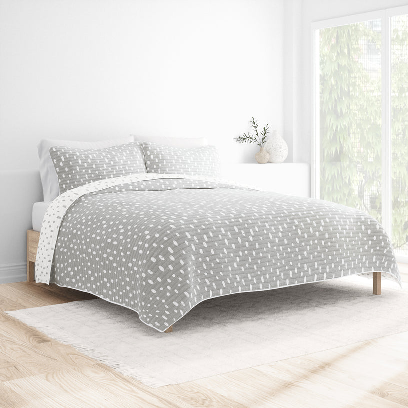 Painted Dots Reversible Quilted Coverlet Set