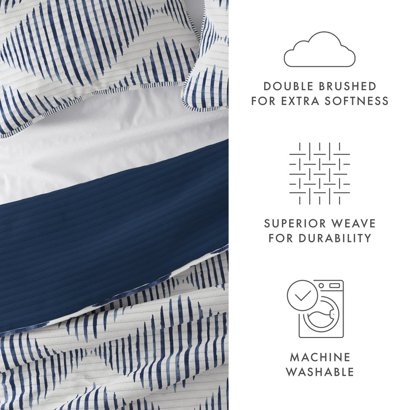 Distressed Diamond Reversible Quilted Coverlet Set