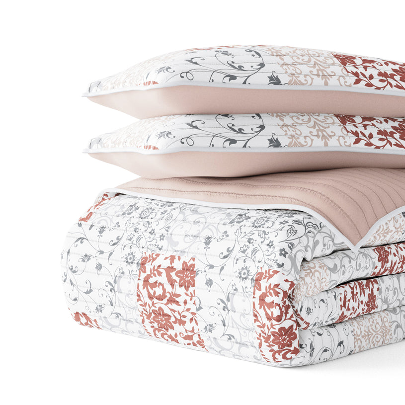 Buy Scrolled Patchwork Reversible Quilted Coverlet Set | LINENS & HUTCH