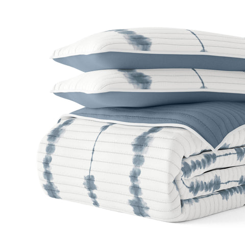 Shibori Reversible Quilted Coverlet Set