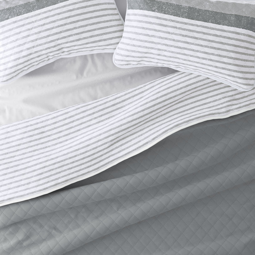 Summer Stripes Reversible Quilted Coverlet Set