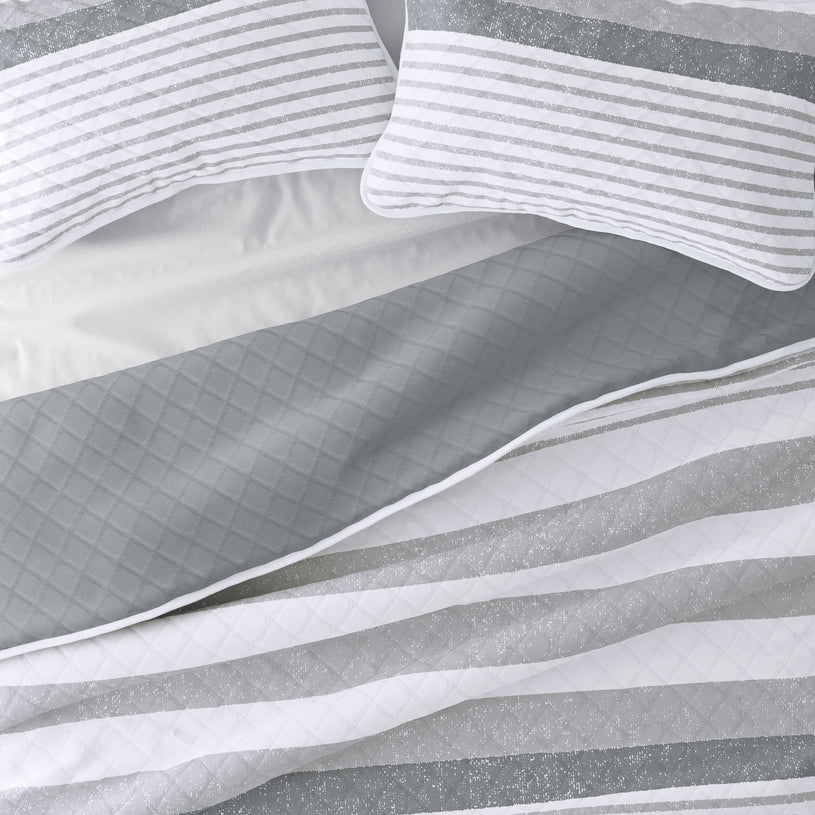 Summer Stripes Reversible Quilted Coverlet Set