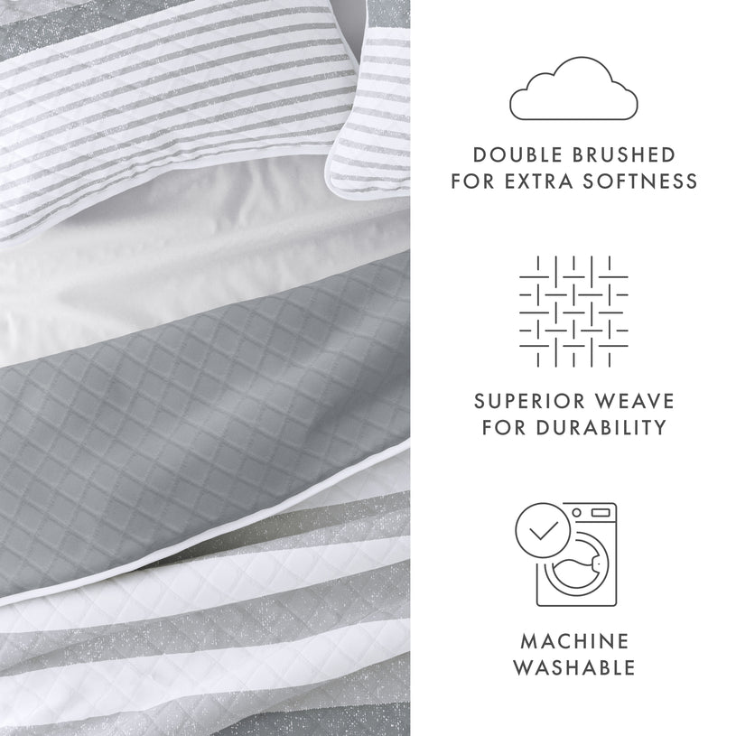 Summer Stripes Reversible Quilted Coverlet Set