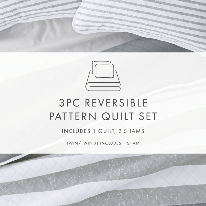 Summer Stripes Reversible Quilted Coverlet Set