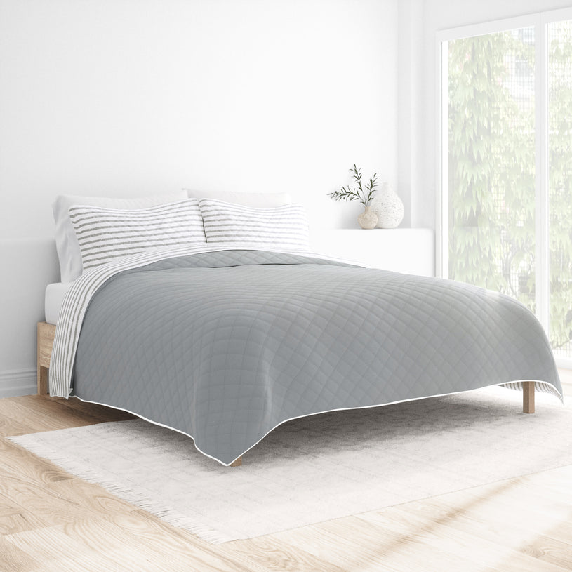 Summer Stripes Reversible Quilted Coverlet Set