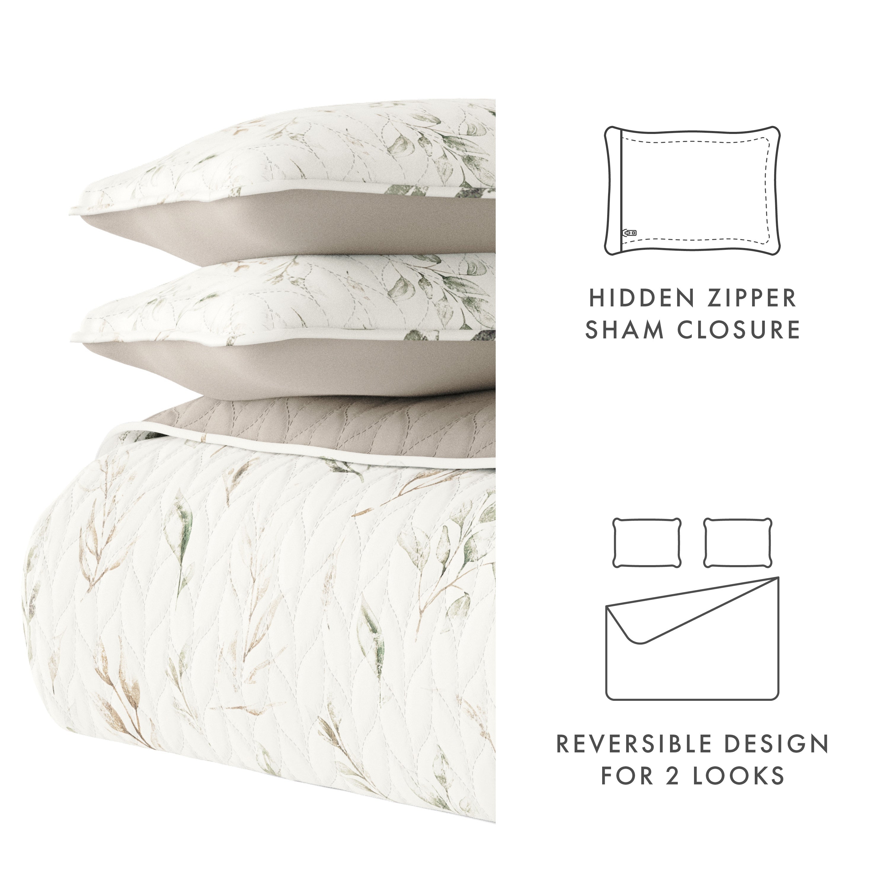 Harper Loft Unisex Watercolor Leaves 5-piece Quilt Set