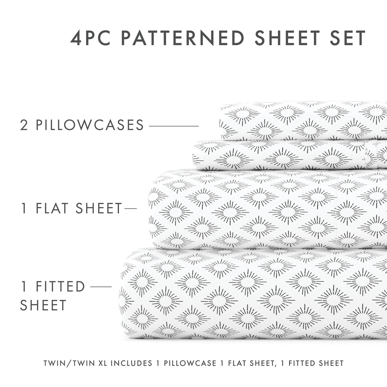 Polaris Pattern 4-Piece Sheet Set – Linens And Hutch